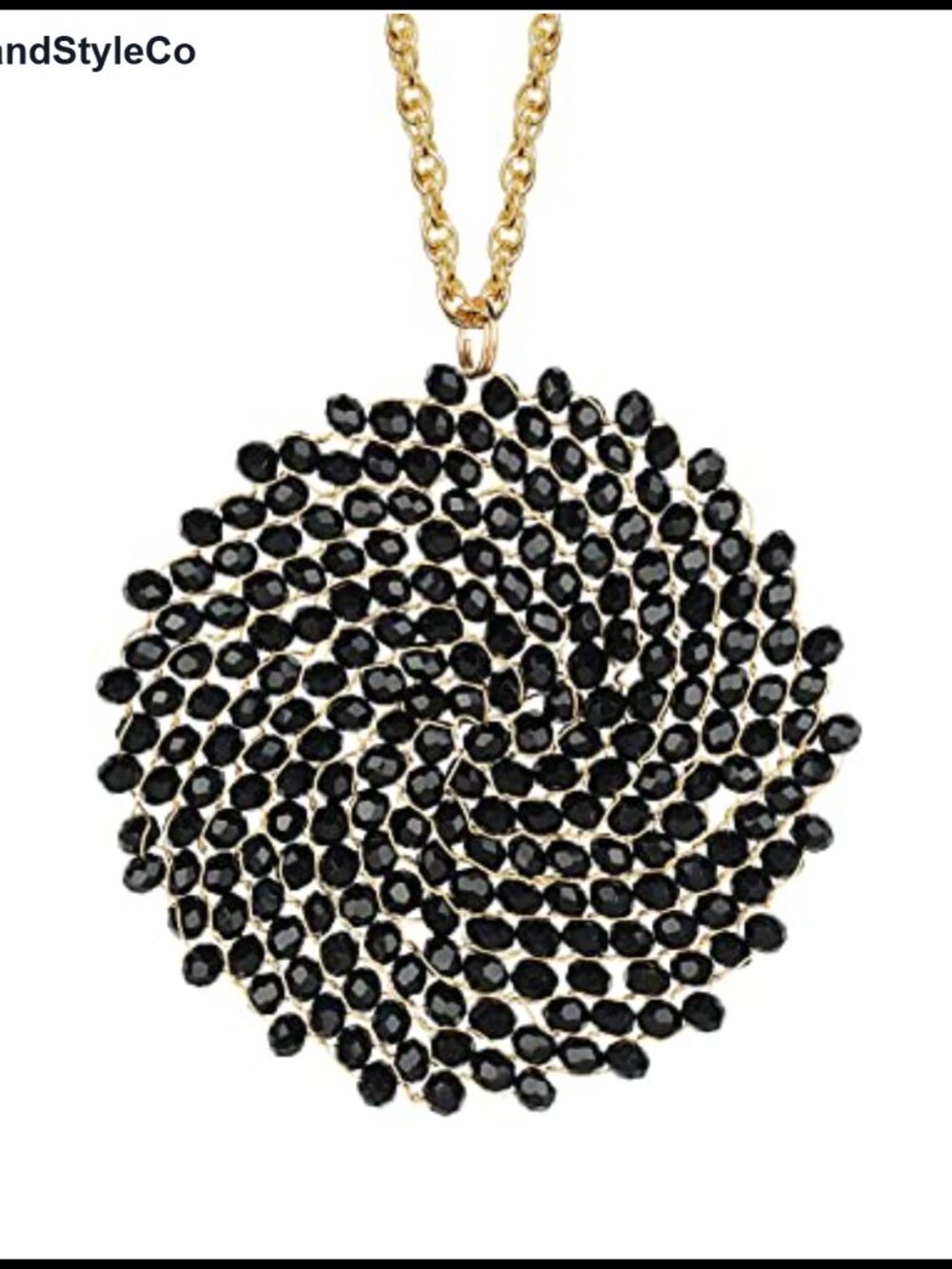 Handmade Crystal Long Statement Pendant Necklace Gold Plated Chain Boho